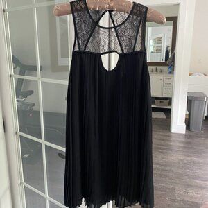 BCBG Generation Black Pleated Lace  Mini Dress with Cutout | Worn Once